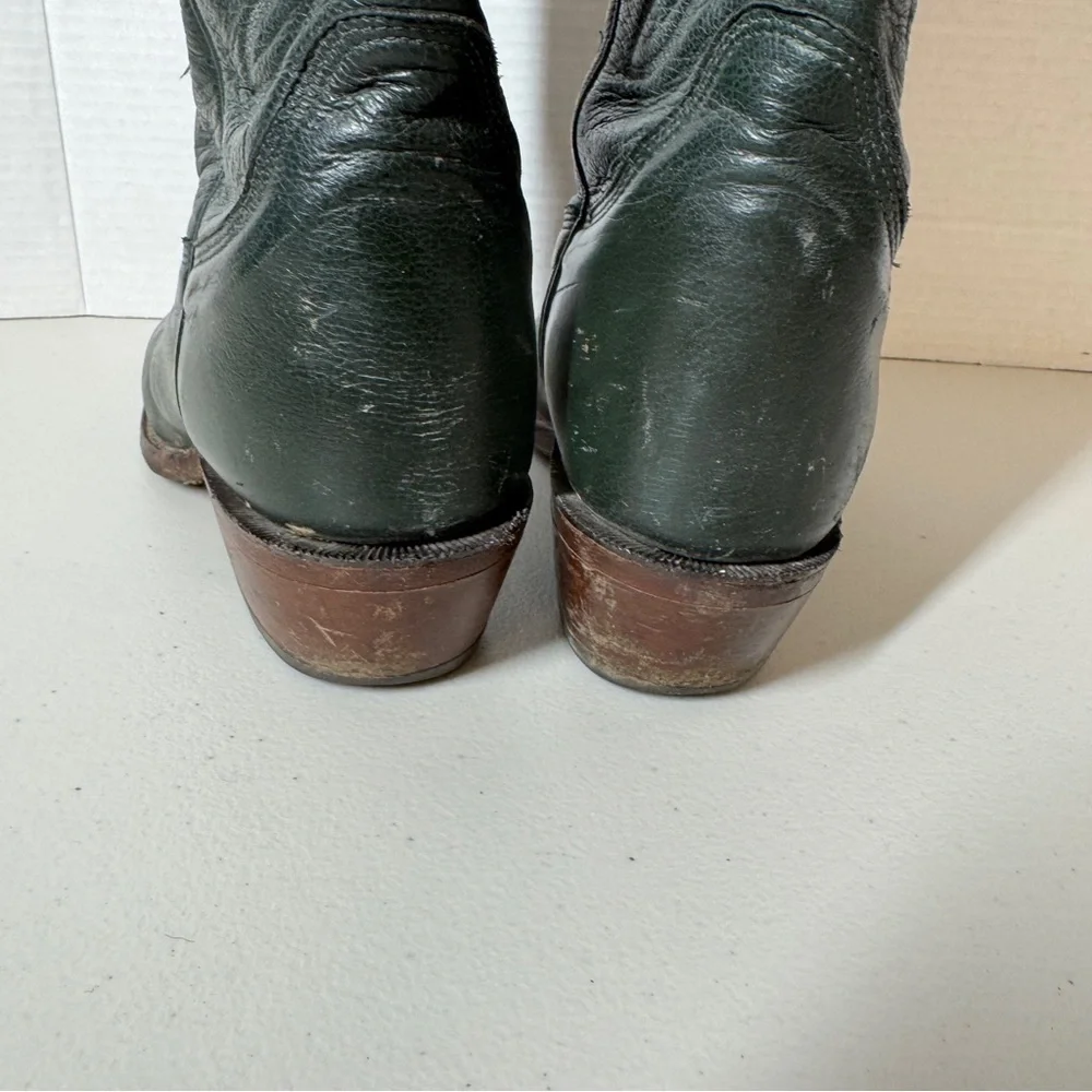 Vintage Biltrite Dark Green Leather  Western Riding Cowboy Boots Size 10AA - Picture 6 of 16